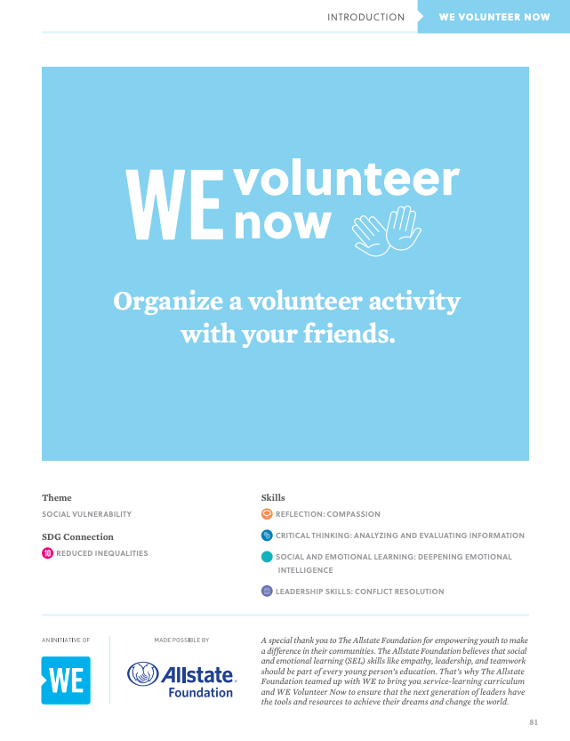 WE Volunteer Now